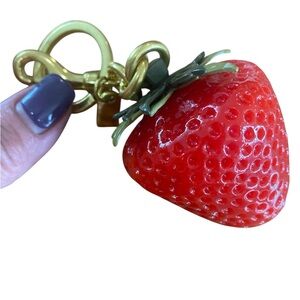 Realistic strawberry bag charm/ key Ring